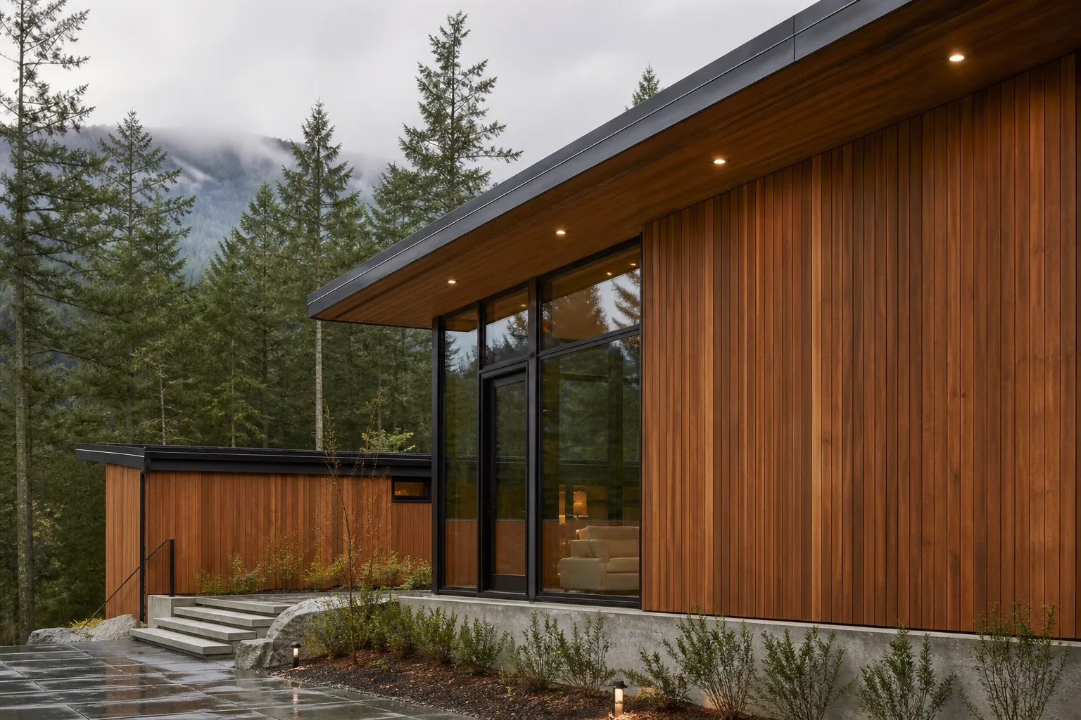 Modern home exterior finished with Maximo thermally modified wood