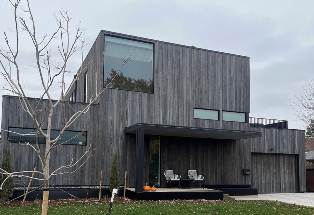 house with gray Thermo Hemlock external siding