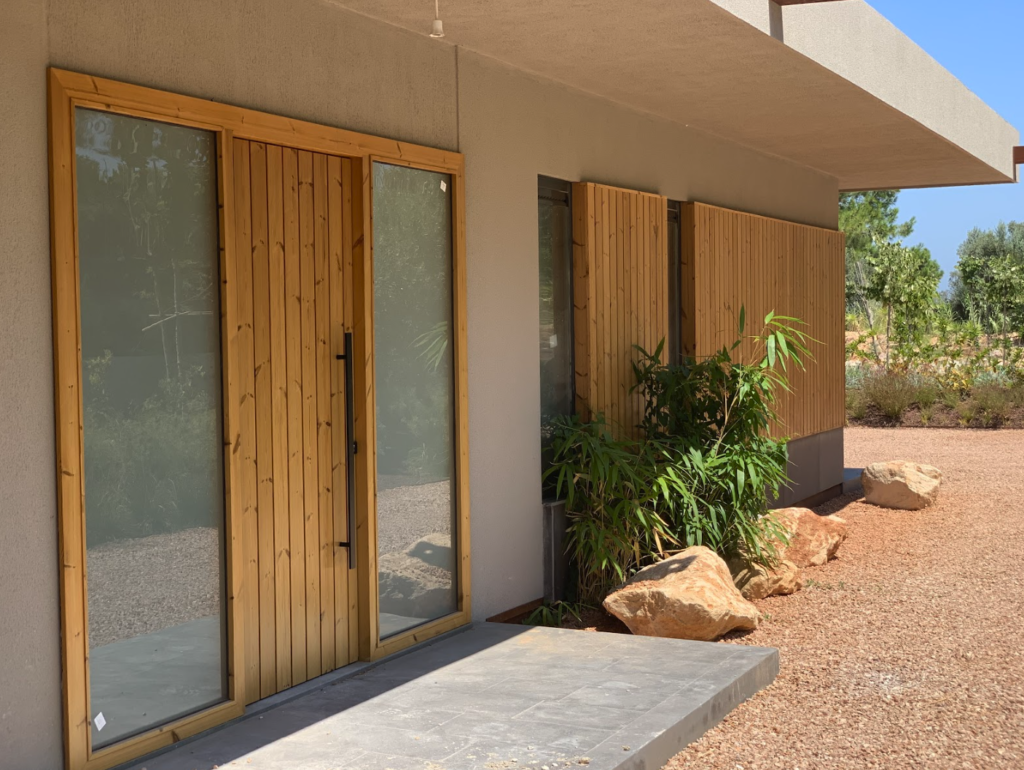 Thermo pine exterior accents on a home.