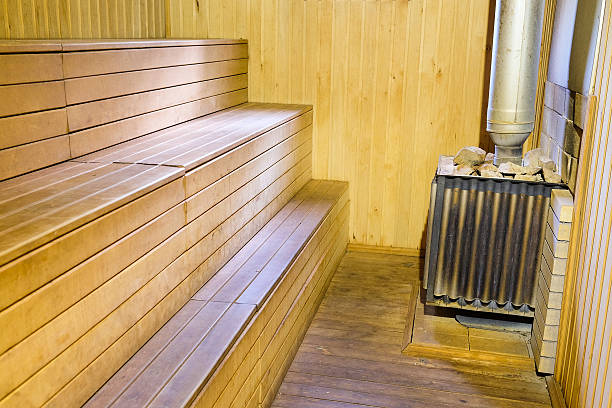 Thermally Modified Wood used in the construction of a sauna. 