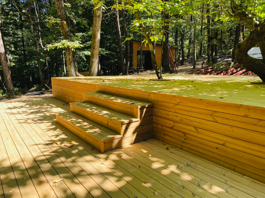 Thermally modified wood for stairs.